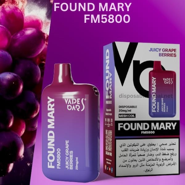 Vapes Bar Found Mary 5800 Puffs Juicy Grape Berries 20Mg Disposable in Dubai